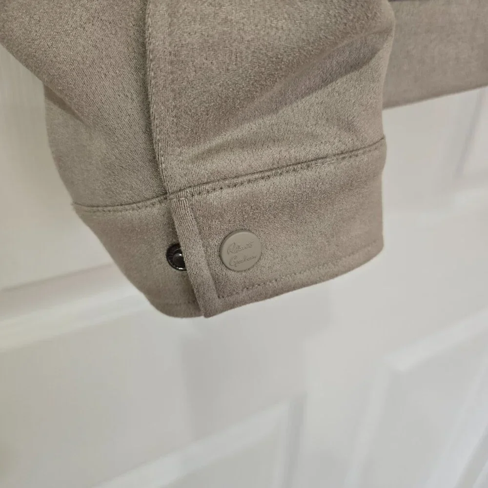 New Robert Graham Vegan Suede Bomber Jacket‎ Zip Front Taupe Large MSRP $248 NWT